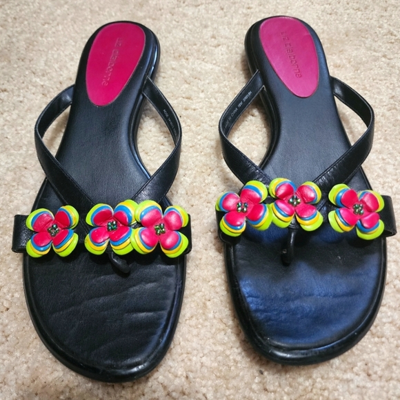 Liz Claiborne Shoes - Liz Claiborne multi colored floral detail leather sandals size 10